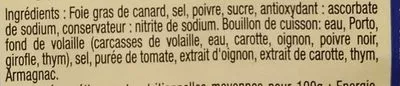 Lista de ingredientes del producto Foie gras de canard du Sud Ouest Auchan Le Traiteur, Auchan 240 g