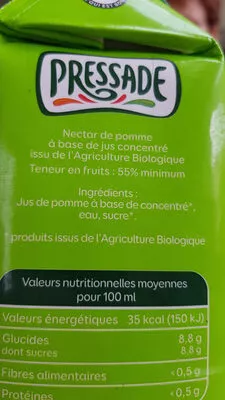 Lista de ingredientes del producto Nectar de pommes Bio Pressade 1,5 l