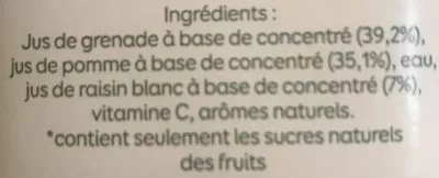 Lista de ingredientes del producto Superfruits Grenade Pressade 1 L