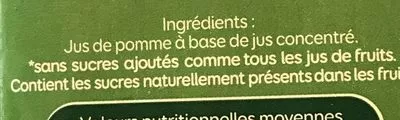 Lista de ingredientes del producto Jus de pomme à base de jus concentré Pressade 1 L