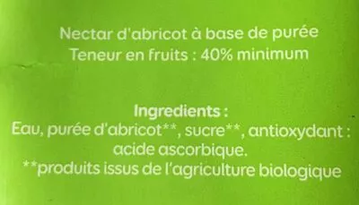 Lista de ingredientes del producto Nectar d'abricot Pressade 1 l