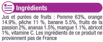 Lista de ingredientes del producto Pur jus multifruits U 1,5 l