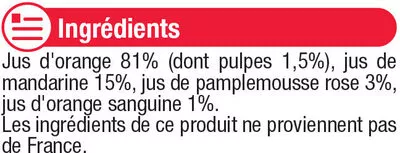 Lista de ingredientes del producto Pur jus 4 agrumes U 1 l