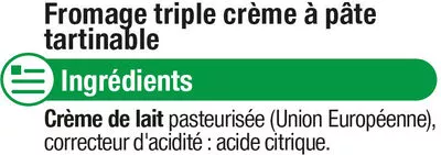 Lista de ingredientes del producto Mascarpone au lait pasteurisé U 35.5%, 500 g