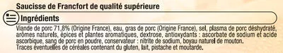 Lista de ingredientes del producto Saucisses de Francfort U 5 pièces, 240 g