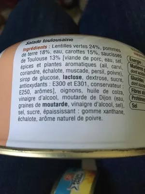 Lista de ingredientes del producto Salade Toulousaine U, U 