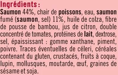 Lista de ingredientes del producto Rillettes aux deux saumons U 150 g