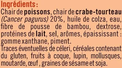 Lista de ingredientes del producto Rillettes de crabe U 150 g