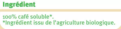 Lista de ingredientes del producto Café soluble lyophilisé extra filtre U Bio, U 100 g