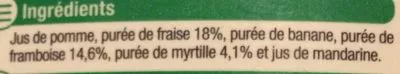 Lista de ingredientes del producto Fraise framboise Myrtille Smoothie  U 75 cl