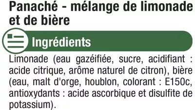 Lista de ingredientes del producto Panaché U 10 bouteilles de 25 cl