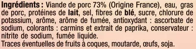 Lista de ingredientes del producto Saucisses de Strasbourg taux sel réduit U 6 pièces, 210 g