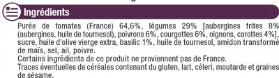 Lista de ingredientes del producto Sauce cuisinée aux légumes U 680 g