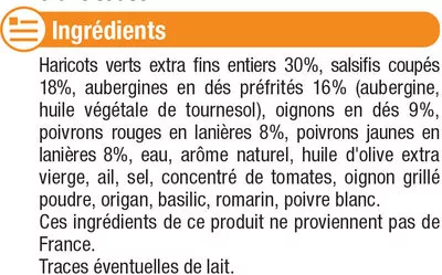 Lista de ingredientes del producto Poêlée méridionale au mélange de légumes U 1 kg