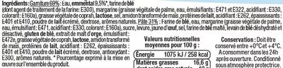 Lista de ingredientes del producto Roulés au fromage d'emmental U 260 g