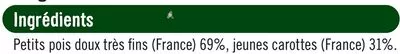 Lista de ingredientes del producto Petits pois très fin et carottes U 1 kg