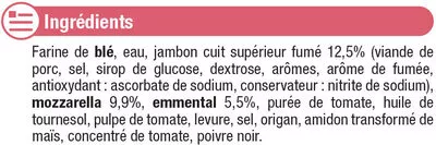 Lista de ingredientes del producto Pizza jambon fromages U 3 x 350 g