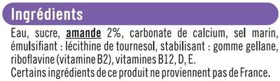 Lista de ingredientes del producto Boisson végétale saveur amande U 1 l