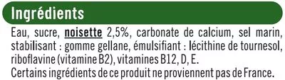 Lista de ingredientes del producto Boisson végétale saveur noisette U 1 l