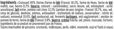 Lista de ingredientes del producto Croissant jambon et emmental sauce Mornay U 2 x 300 g