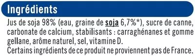 Lista de ingredientes del producto Boisson végétale au soja calcium U 1 l