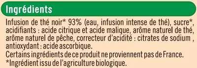 Lista de ingredientes del producto Infusion de thé noir saveur pêche U Bio, U 1 l