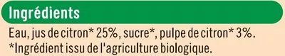 Lista de ingredientes del producto Boisson au jus de citron flash pasteurisée refrigérée U,  U Bio de1 l