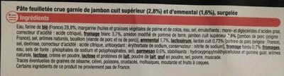 Lista de ingredientes del producto Feuilleté jambon fromage U 8 x 65 g soit 520 g