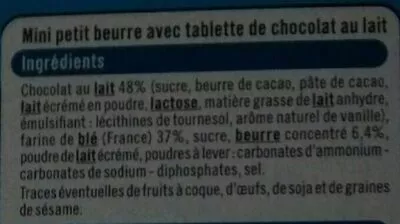 Lista de ingredientes del producto Mini petit beurre tablette chocolat au lait U 113 g