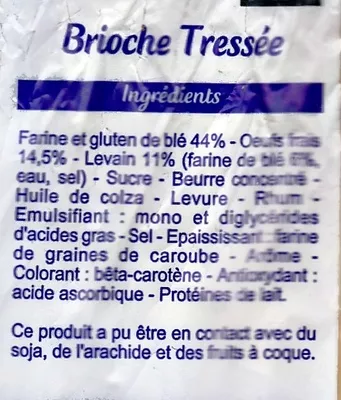 Lista de ingredientes del producto Brioche tressée au levain Brioche Pasquier, Pasquier 600 g