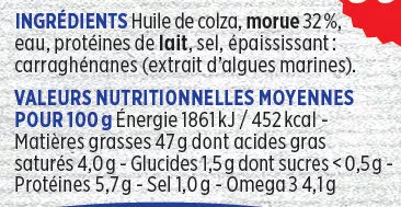 Lista de ingredientes del producto Brandade de morue Coudène Coudène 350g