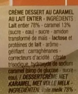 Lista de ingredientes del producto Crème dessert Caramel Cora 500 g (4 x 125 g)