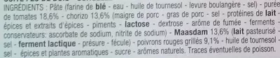 Lista de ingredientes del producto Pizza feu de bois Chorizo Cora 440 g