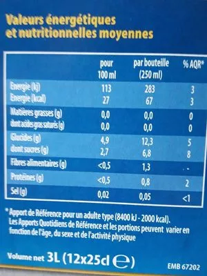 Lista de ingredientes del producto Bière sans alcool  