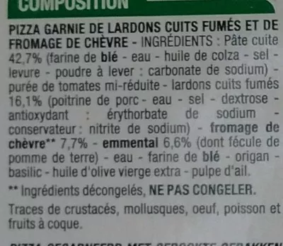 Lista de ingredientes del producto Chèvre lardons Cora 180 g