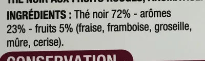 Lista de ingredientes del producto Thé Fruits rouges Cora 42,5 g