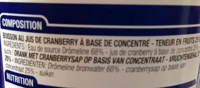 Lista de ingredientes del producto Jus de Cranberry Cora 