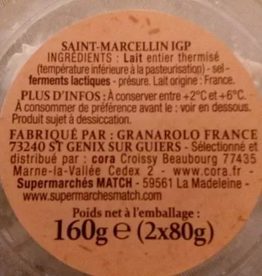 Lista de ingredientes del producto Saint Marcelin, 2x80g Patrimoine gourmand 