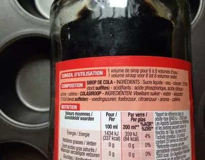 Lista de ingredientes del producto Sirop de cola Cora 