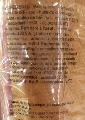 Lista de ingredientes del producto Jambon Emmental Cora 240 g