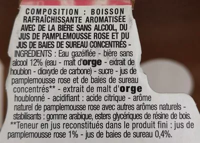 Lista de ingredientes del producto Boisson aromatisée avec de la bière sans alcool Volsberg 