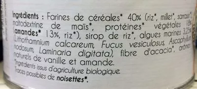 Lista de ingredientes del producto Super Porridge Amande SG BIO Biodyne 