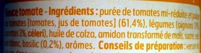 Lista de ingredientes del producto Sauce Napolitaine Belle France 200 g, 212 ml