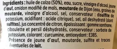 Lista de ingredientes del producto Sauce Frites Belle France 350 g