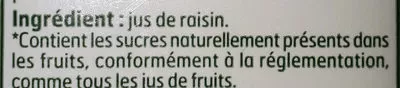 Lista de ingredientes del producto Jus de raisin Belle France 6 x 20 cl