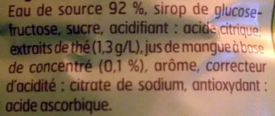 Lista de ingredientes del producto Thé Glacé Goût Mangue Belle France 2 L e