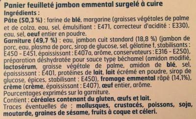 Lista de ingredientes del producto Panier Jambon Fromage Belle France 320 g (4 * 80 g)