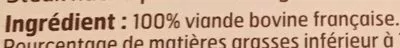 Lista de ingredientes del producto 4 steaks haches Belle France 400 g (4 * 100 g)