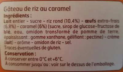 Lista de ingredientes del producto Gâteau de riz au Caramel Belle France 4 * 100 g (400 g)