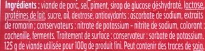 Lista de ingredientes del producto Chorizo Tranché 10 Tranches Belle France 